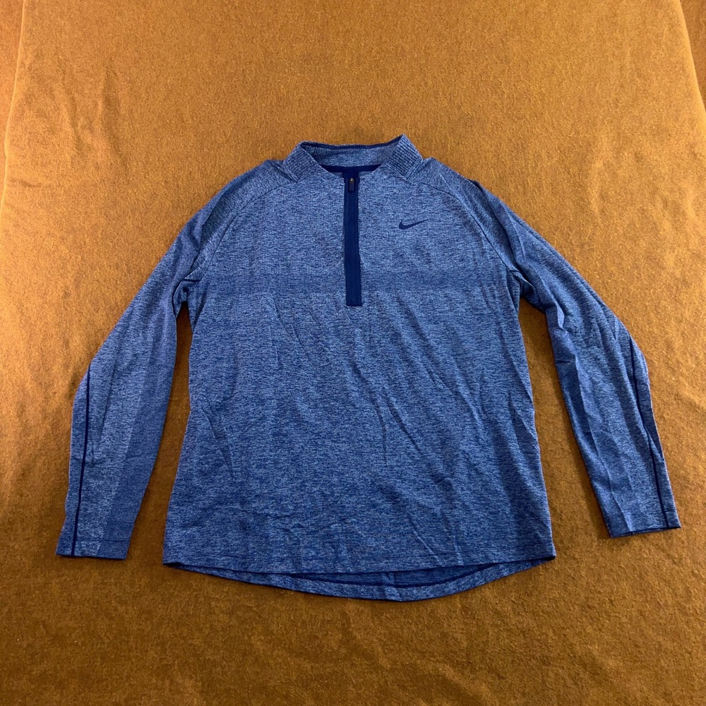 Nike Mens Large Blue Heathered Dri-FIT Quarter Zip Pullover